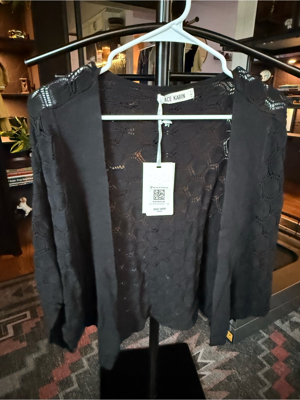 Ace Karin Black Lace Open Cardigan
